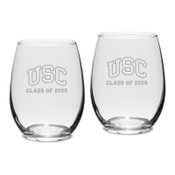 USC Trojans Class of 2025 Stemless Wine Glasses Set of 2